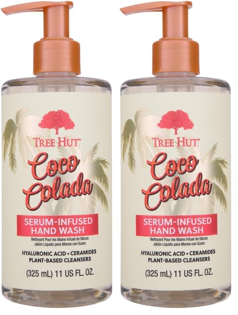 Tree Hut Coco Colada Serum Infused Hand Wash, Nourish & Hydrate Hands with Strengthening Skin Care, Long Lasting Scent, Cleanse & Lock in Moisture, 11 fl oz. (Pack of 2)