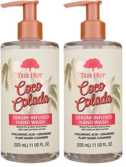 Tree Hut Coco Colada Serum Infused Hand Wash, Nourish & Hydrate Hands with Strengthening Skin Care, Long Lasting Scent, Cleanse & Lock in Moisture, 11 fl oz. (Pack of 2)