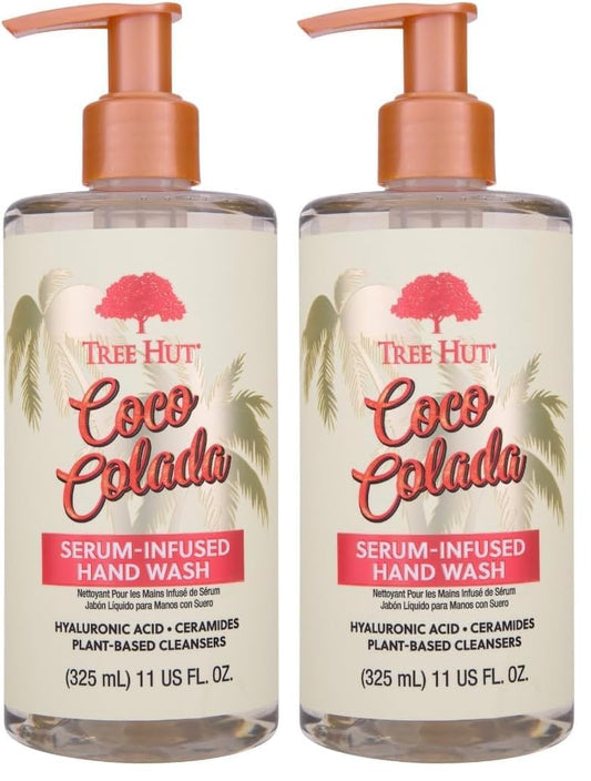 Tree Hut Coco Colada Serum Infused Hand Wash, Nourish & Hydrate Hands with Strengthening Skin Care, Long Lasting Scent, Cleanse & Lock in Moisture, 11 fl oz. (Pack of 2)
