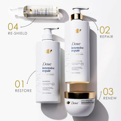 Dove Shampoo, Conditioner & Serum Set, Intensive Repair – Damage Therapy Bio-Protein Care Formulas for Restoring Dry, Damaged Hair (3 Piece Set)