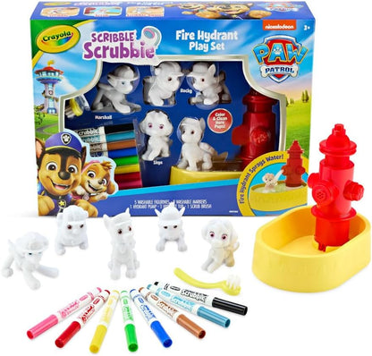 Crayola Scribble Scrubbies PAW Patrol Toy Playset, Washable Coloring Pets & Bath Tub Set with Marshall, Rubble, Rocky & Chase, Gift for Toddlers, Ages 3+