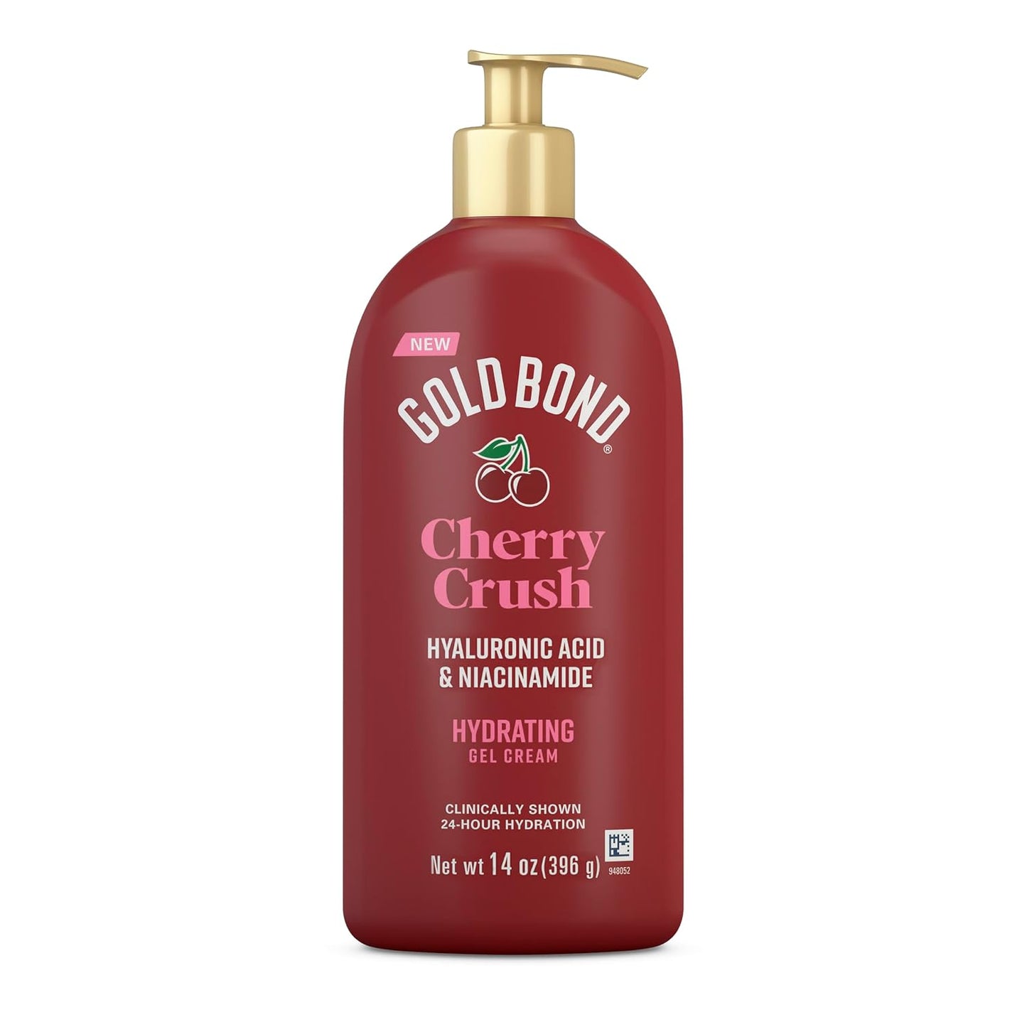 Gold Bond Cherry Crush Hydrating Gel Cream, Juicy Cherry Crush Scent, 24-Hour Hydrating Body Lotion with Hyaluronic Acid and Niacinamide, 14 oz.