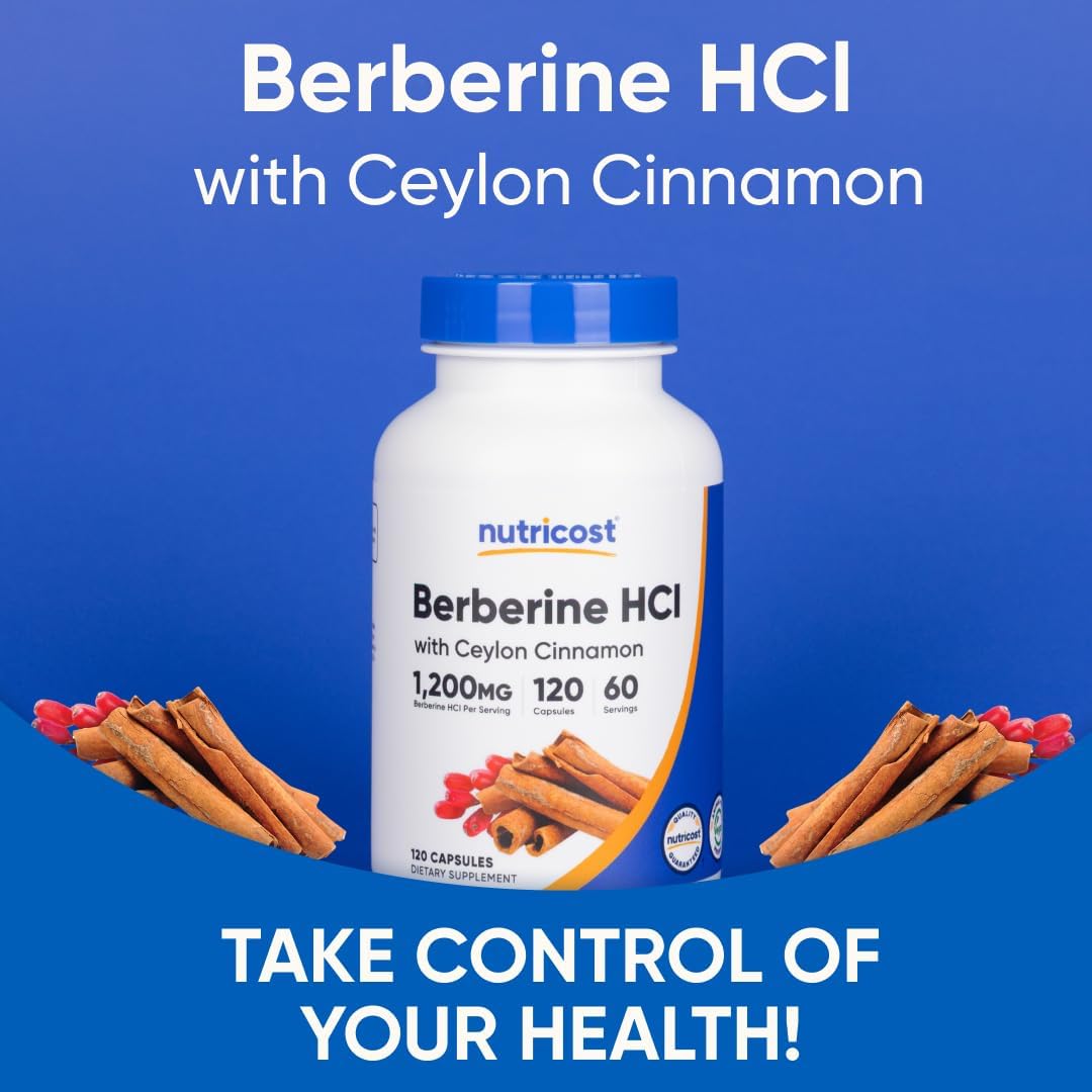 Nutricost Berberine HCl with Ceylon Cinnamon Capsules (120 Capsules)
