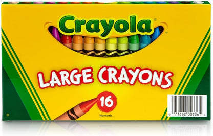 Binney & Smith Crayola Large Crayon Set, Lift-Lid Box, Assorted Colors, Box Of 16