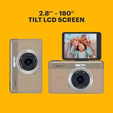 Kodak PIXPRO C1 Digital Camera, 13MP Compact Point & Shoot (Tan)