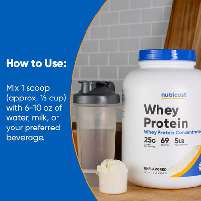 Nutricost Whey Protein Concentrate Powder (Unflavored) 5 LB