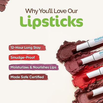 MAMAEARTH Moisture Matte Lipstick with Avocado & Vitamin E, 2g | Smooth matte finish suitable for everyday makeup.