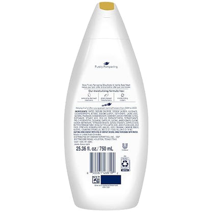 Dove Body Wash 6-Pack – Purely Pampering, Shea Butter & Warm Vanilla for Softer, Smoother Skin, 25.36 Fl Oz Ea