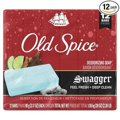 Old Spice Men's Bar Soap Swagger, 3.17oz (12 Bars Total)