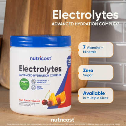 Nutricost Electrolyte Complex Powder (120 Servings, Fruit Punch) - Hydration Supplement Drink Mix with Vitamins and Minerals (Pack of 2)