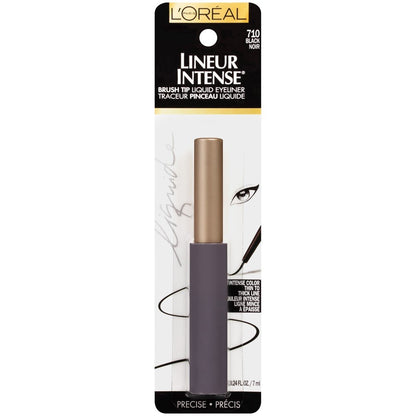 L'Oreal Paris Makeup Lineur Intense Brush Tip Liquid Eyeliner,Black,0.24 fl oz.,(Pack of 2)