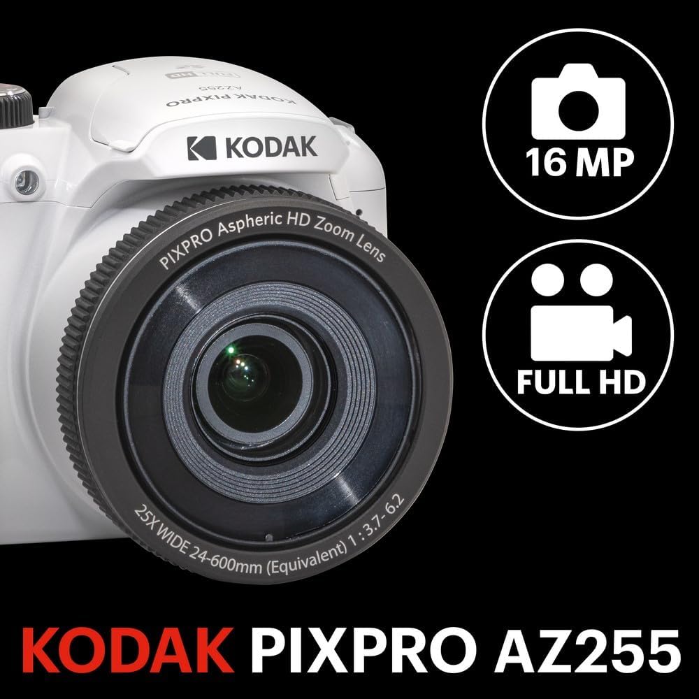 Kodak PIXPRO AZ255 Astro Zoom 16MP Digital Camera (White)