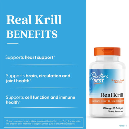 Doctor's BEST Real Krill Oil 350 mg Supplement, 60 Ct Softgels