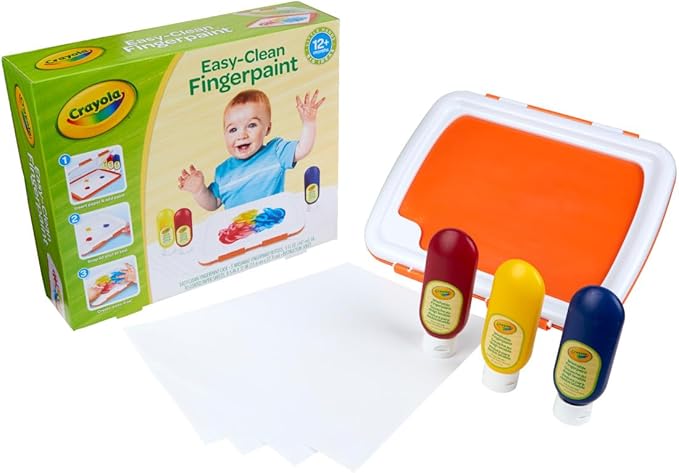 Crayola Mess Free Finger Painting Station – Washable Finger Paint for Toddlers, Spring Arts & Crafts Set, Sensory Activity, Travel Toy, Ages 1+