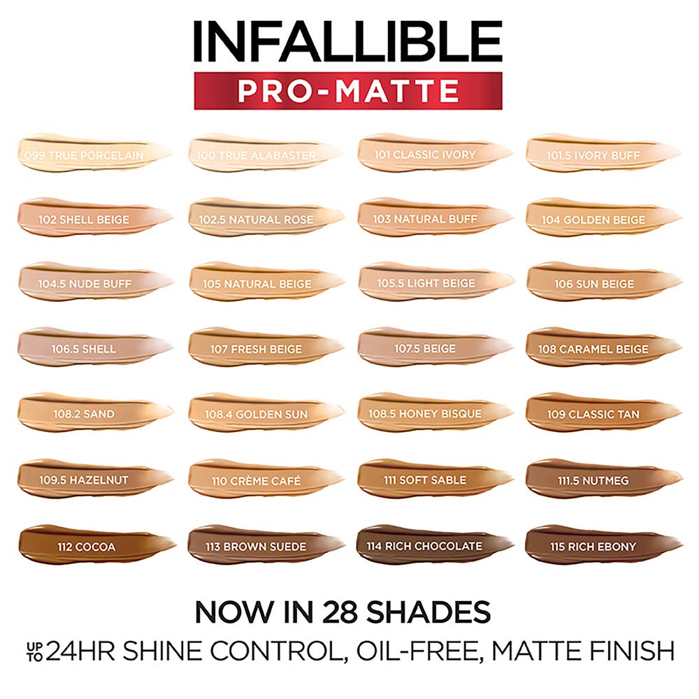 L'Oreal Paris Cosmetics Makeup Infallible Pro-Matte Liquid Longwear Foundation, Honey Bisque, 1 fl oz