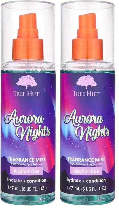 Tree Hut Aurora Nights Fragrance Mist, Hydrating, Alcohol-Free Formula, Cozy Scent with Warm Pistachio and Toasted Marshmallow Notes, 6 fl oz (Pack of 2)