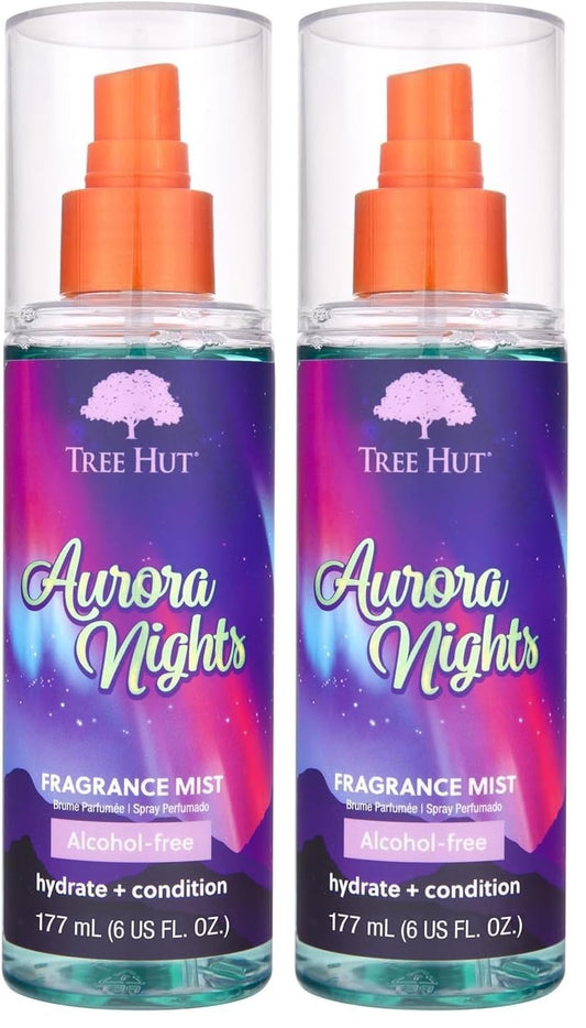 Tree Hut Aurora Nights Fragrance Mist, Hydrating, Alcohol-Free Formula, Cozy Scent with Warm Pistachio and Toasted Marshmallow Notes, 6 fl oz (Pack of 2)