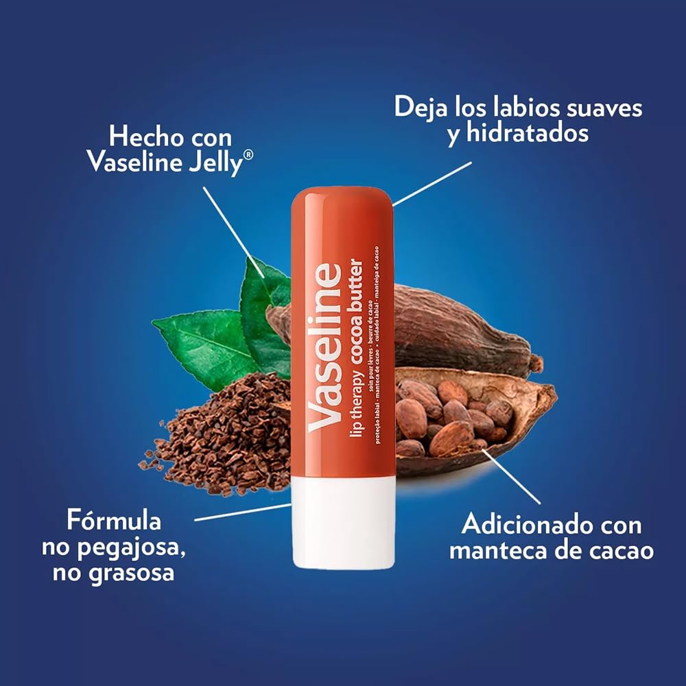Vaseline Lip Therapy Cocoa Butter Packs 2 Count (Pack of 2)