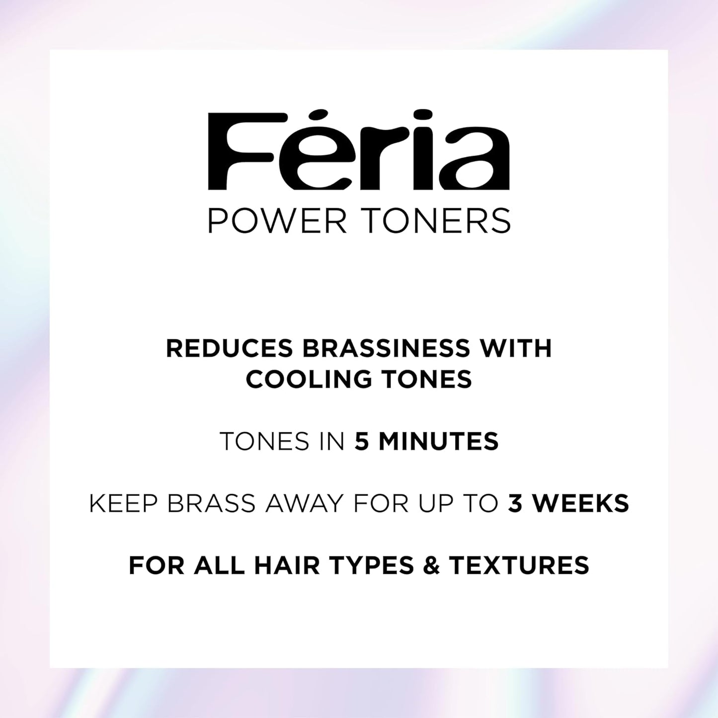 L'Oreal Paris Feria Long-Lasting Anti Brass Power Hair Toner, Ammonia Free Demi Permanent Hair Color, Pearl Blonde Hair Toner, 1 Application (Pack of 2)