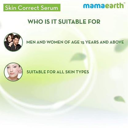 Mamaearth Skin Correct Face Serum | with Niacinamide and Ginger Extract to Reduce Acne Marks and Scars | Hydrating Serum Minimizes Open Pores | 1.01 Fl Oz/30ml | Lightweight serum texture suitable for daily skincare routines.