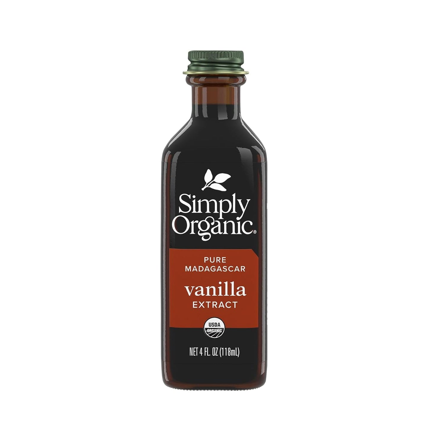 Simply Organic Pure Madagascar Vanilla Extract, 4-Ounce Glass Jar, Certified Organic, Sugar-Free Flavor For Smoothies (Pack of 2)