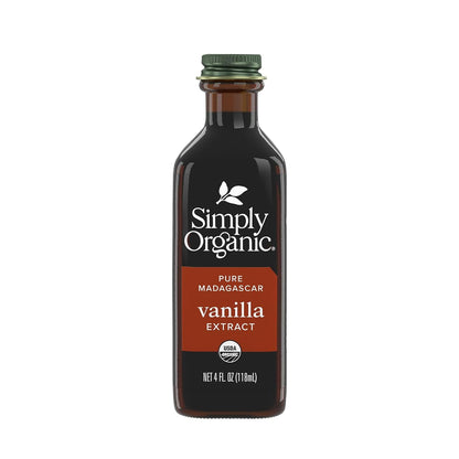 Simply Organic Pure Madagascar Vanilla Extract, 4-Ounce Glass Jar, Certified Organic, Sugar-Free Flavor For Smoothies (Pack of 2)