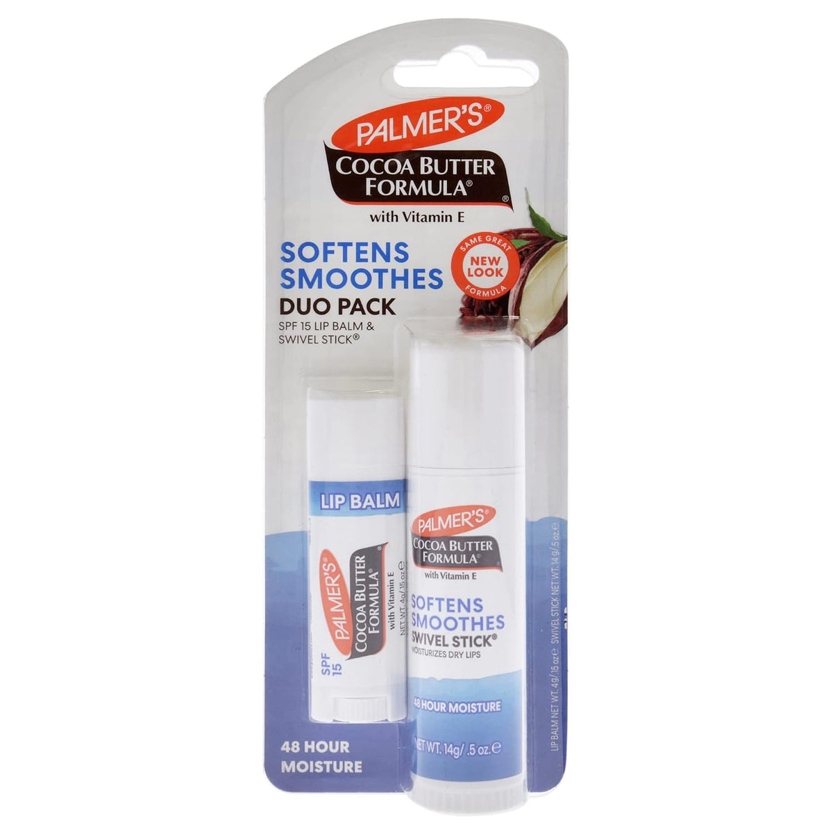 Palmer's Cocoa Butter Formula Duo Pack, Moisturizing Swivel Stick and Lip Balm with Vitamin E, All Day Moisturization, For use on Lips, Dry Patches, Marks & Scars,2 Count (Pack of 2)