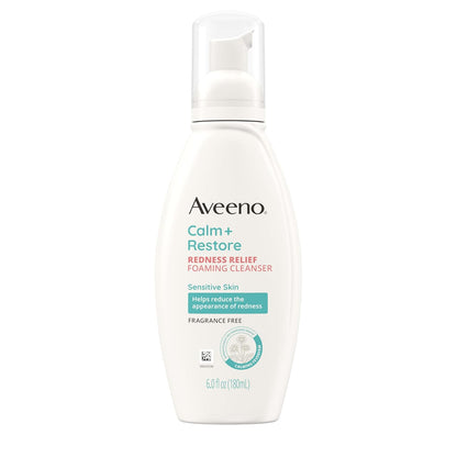 Aveeno Calm + Restore Redness Relief Cleanser, Fragrance Free, 6 Fl Oz (Pack of 12)