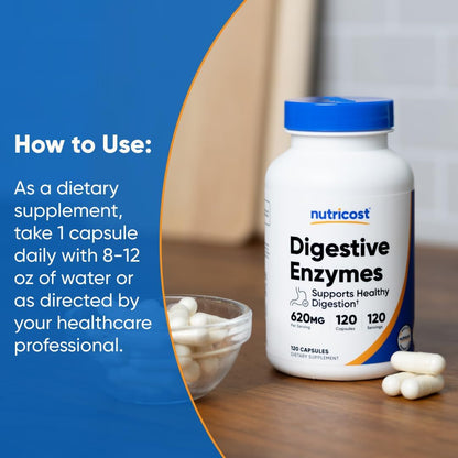 Nutricost Digestive Enzymes (620mg) 120 Capsules