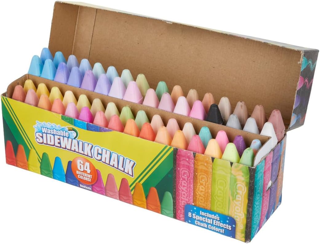 Crayola Ultimate Washable Chalk Collection (64ct), Bulk Outdoor Sidewalk Chalk for Kids, Outdoor Activities & Spring Crafts, Gifts for Kids