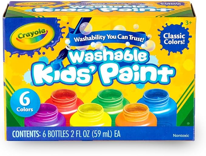 Crayola Washable Kids Paint Set (12ct), School Supplies for Kids, Classic and Glitter Paint, Classroom Essentials, Toddler Painting Kit, Ages 3+