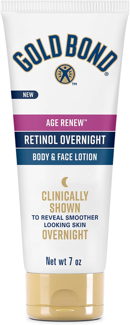 Gold Bond Age Renew Crepe Corrector Body Lotion, Replenishing & Smoothing Formula, 14 oz. & Age Renew Retinol Overnight Body & Face Lotion, With Retinol & Peptide Complex, 7 oz.
