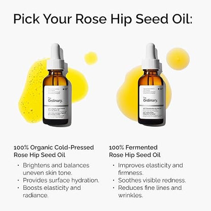 The Ordinary 100% Organic Cold-Pressed Rose Hip Seed Oil,Addresses Signs-of Aging by Improving the Appearance of Uneven Skin Tone,Supporting Skin Elasticity,1 Fl Oz,(Pack of 2)
