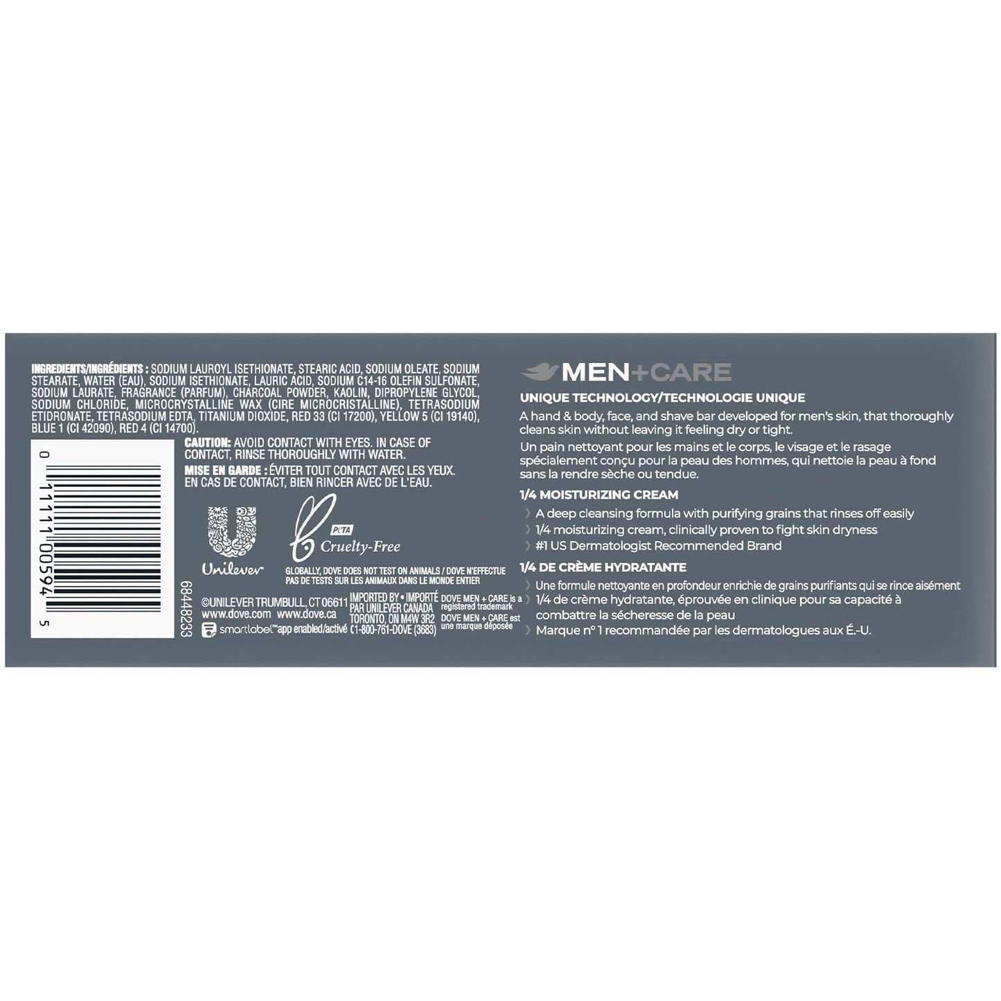 Dove Men+Care Body + Face Bar 2-Pack (12 Bars) – Exfoliating 3-in-1 Charcoal Soap with Clay for Skin Care, Hands & Shaving, 3.75 Oz Ea