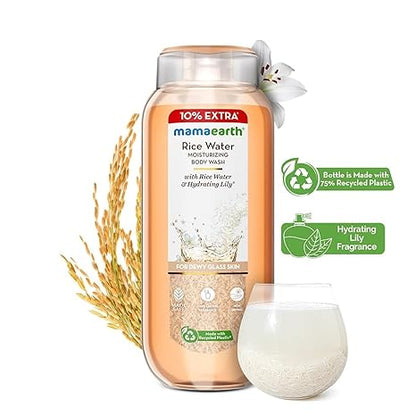 MAMAEARTH Rice Water Body Wash with Rice Water & Lily, 275ml | Body wash formulated with rice water and lily.