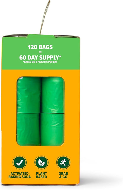 Arm and Hammer Plant Based Dog Poop Waste Bags, 120 Count, Green