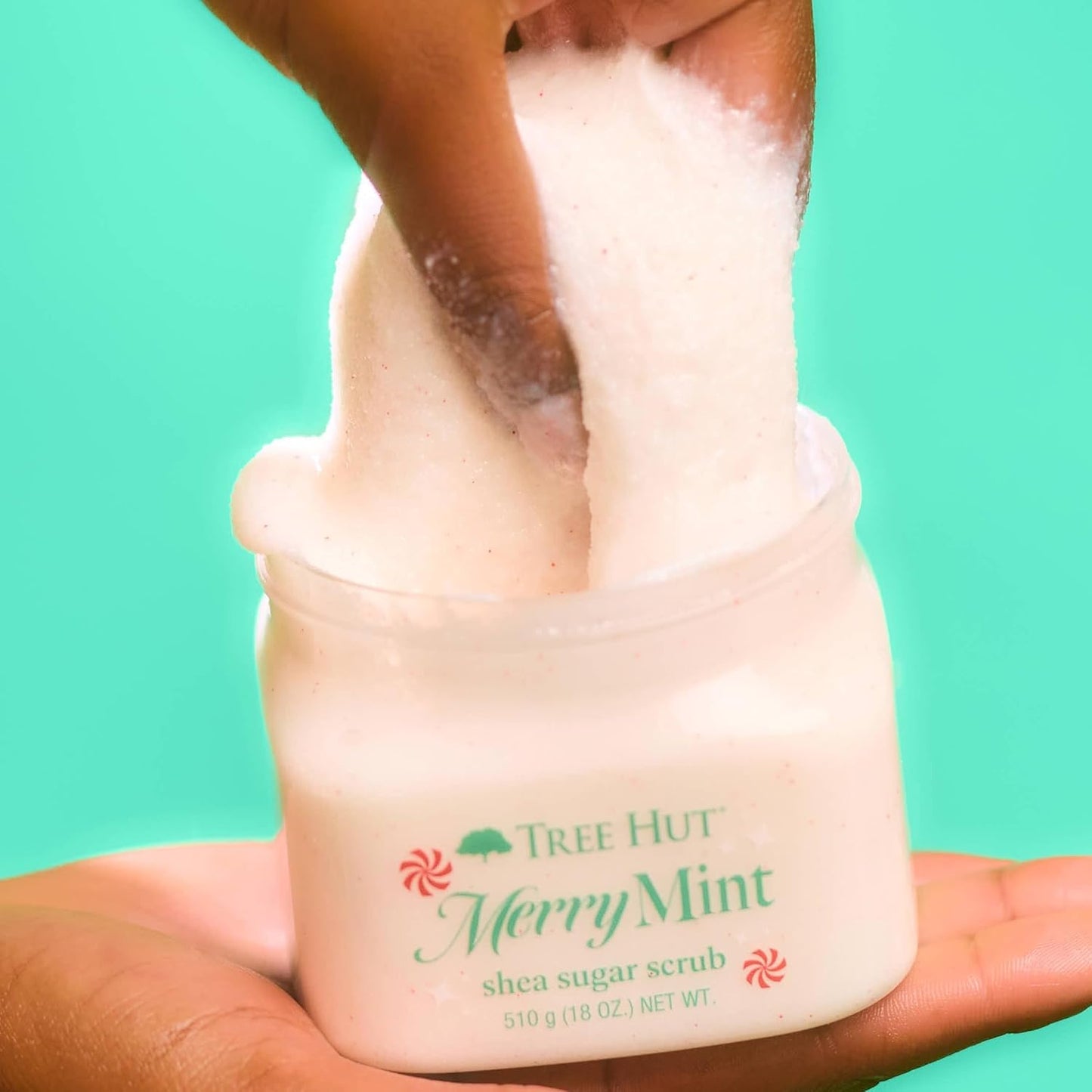 Tree Hut Merry Mint Shea Sugar Scrub, Exfoliating & Hydrating Body Scrub with Shea Butter & Essential Oils, Smooth Skin, For All Skin Types, Holiday Gift & Stocking Stuffer, Vegan, 18 oz