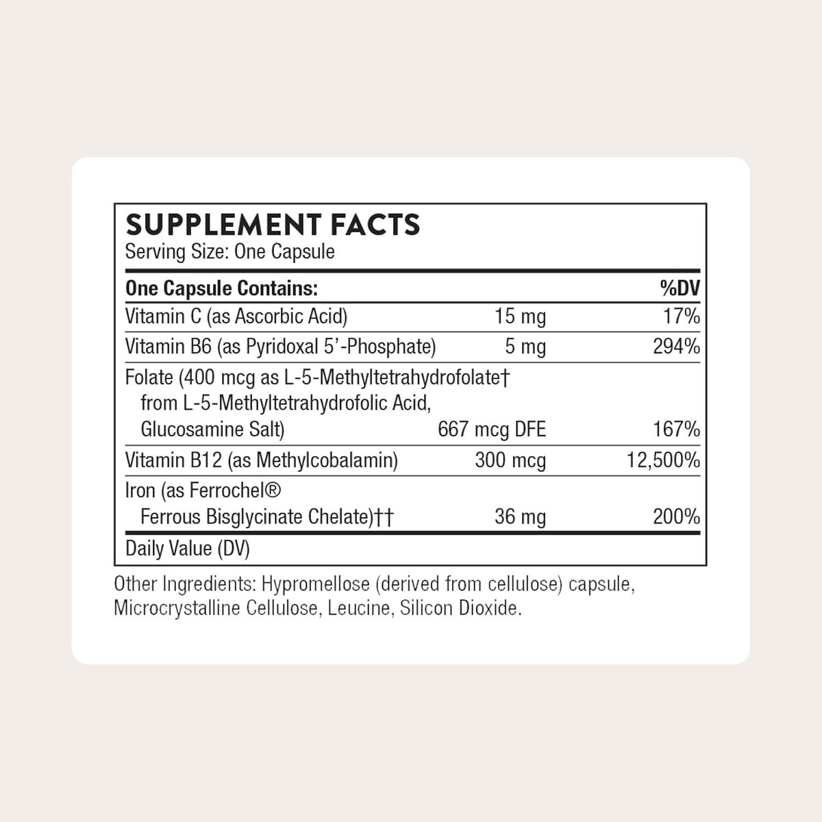 THORNE Advanced Iron Complex, Chelated Iron Supplement, 60 Capsules
