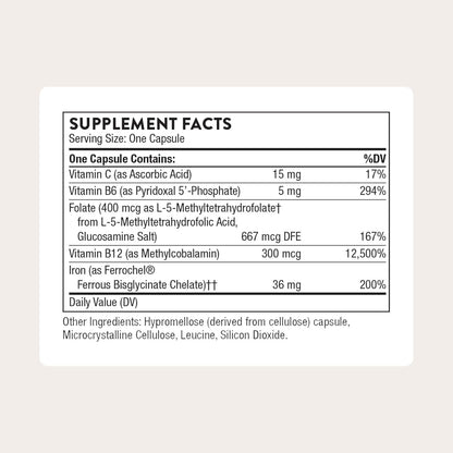 THORNE Advanced Iron Complex, Chelated Iron Supplement, 60 Capsules