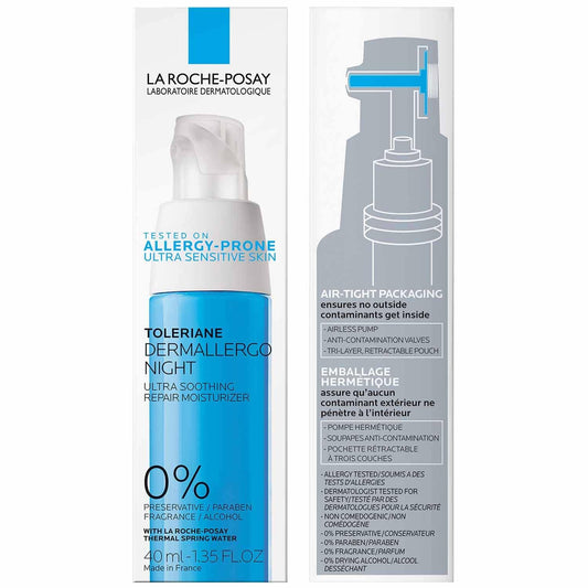La Roche-Posay Toleriane Dermallergo Night Cream with Vitamin E 1.35oz