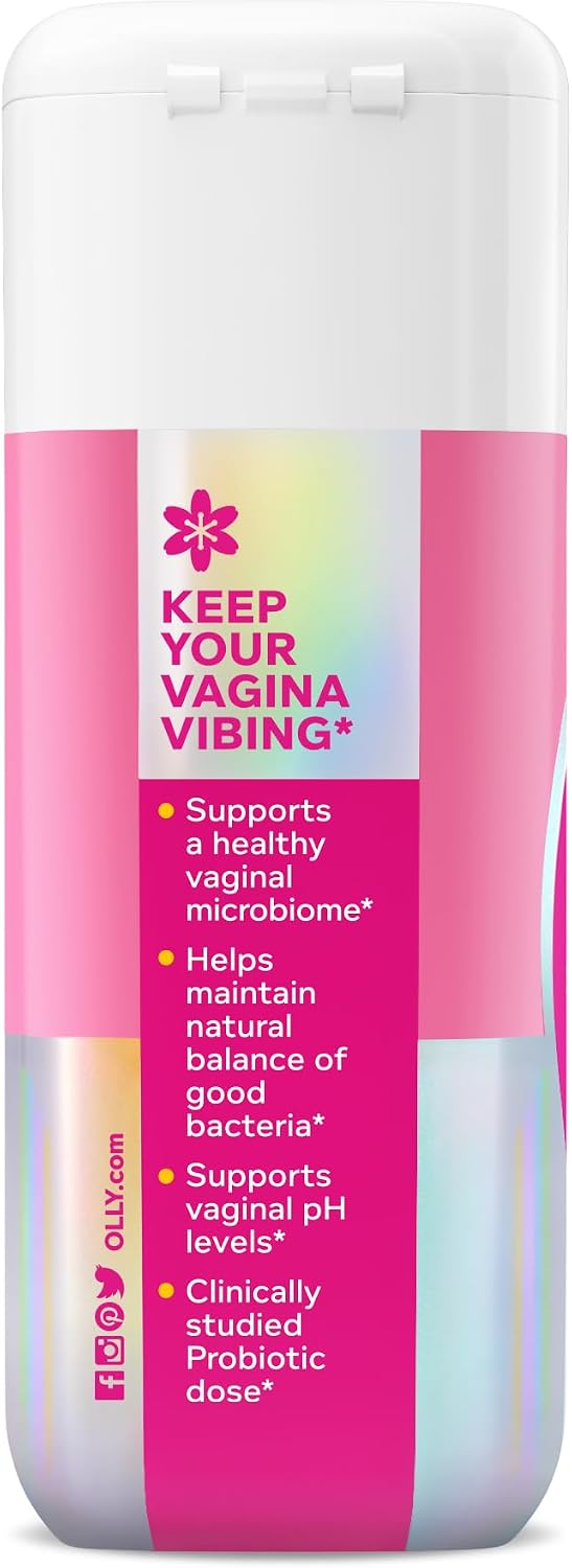 OLLY Happy Hoo-Ha Capsules, Probiotics for Women or People wth Vaginas, Vaginal Health and pH Balance, * 10 Billion CFU, Gluten Free, 25 Count (Pack of 2)