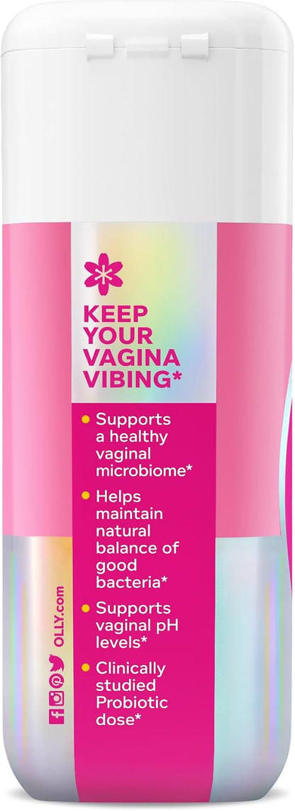 OLLY Happy Hoo-Ha Capsules, Probiotics for Women or People wth Vaginas, Vaginal Health and pH Balance, * 10 Billion CFU, Gluten Free, 25 Count (Pack of 2)