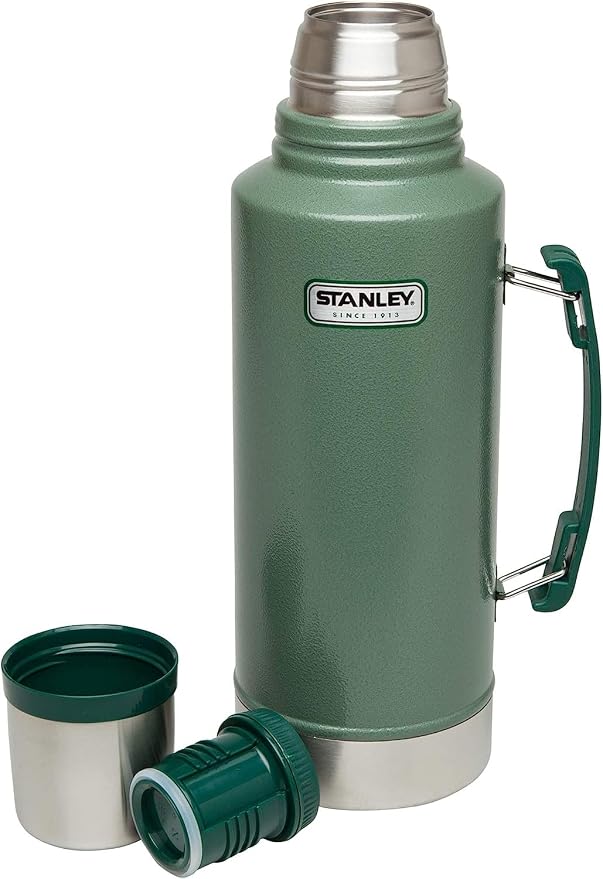 Stanley Heritage Classic Vacuum Bottle with Handle 2.0 qt | Wide Mouth with Leakproof Cup Lid | Keep Drinks Hot Cold for Travel-| Insulated Stainless Steel -| BPA-Free-| Hammertone Green,(Pack of 4)
