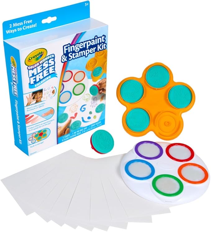 Crayola Color Wonder Mess Free Fingerpaint & Stamper Kit, Safari Stamps for Kids, Color Reveal Ink, Toddler Activity, Gifts, 3+