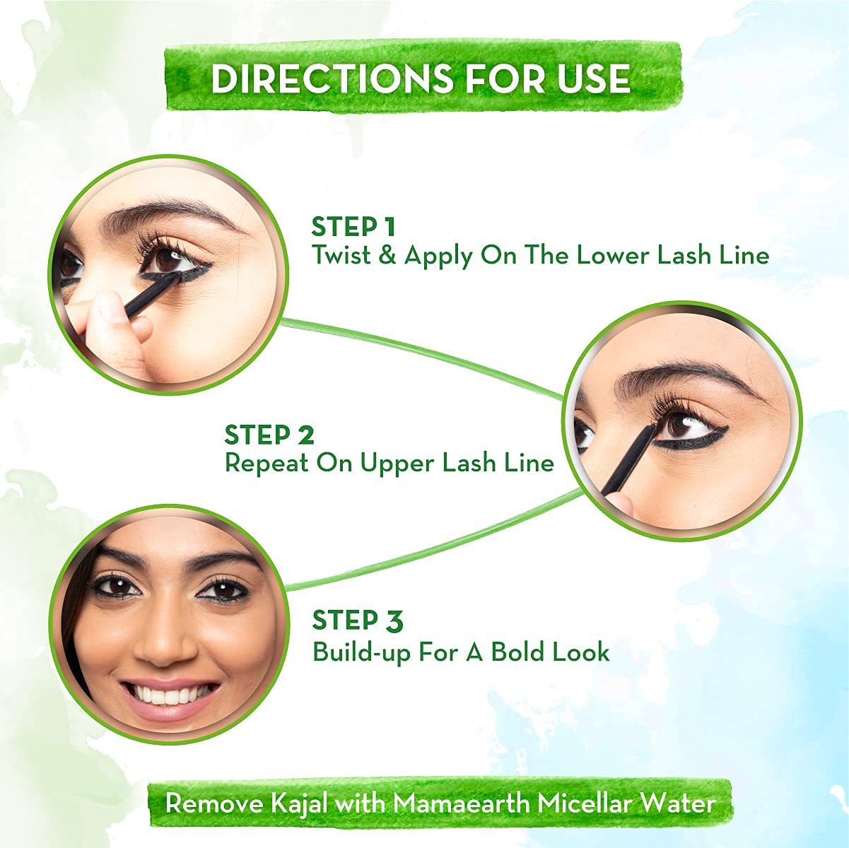 MAMAEARTH Charcoal Black Kajal with Vitamin C & Chamomile, 0.35g | Charcoal Black kajal formulated with Vitamin C and Chamomile.