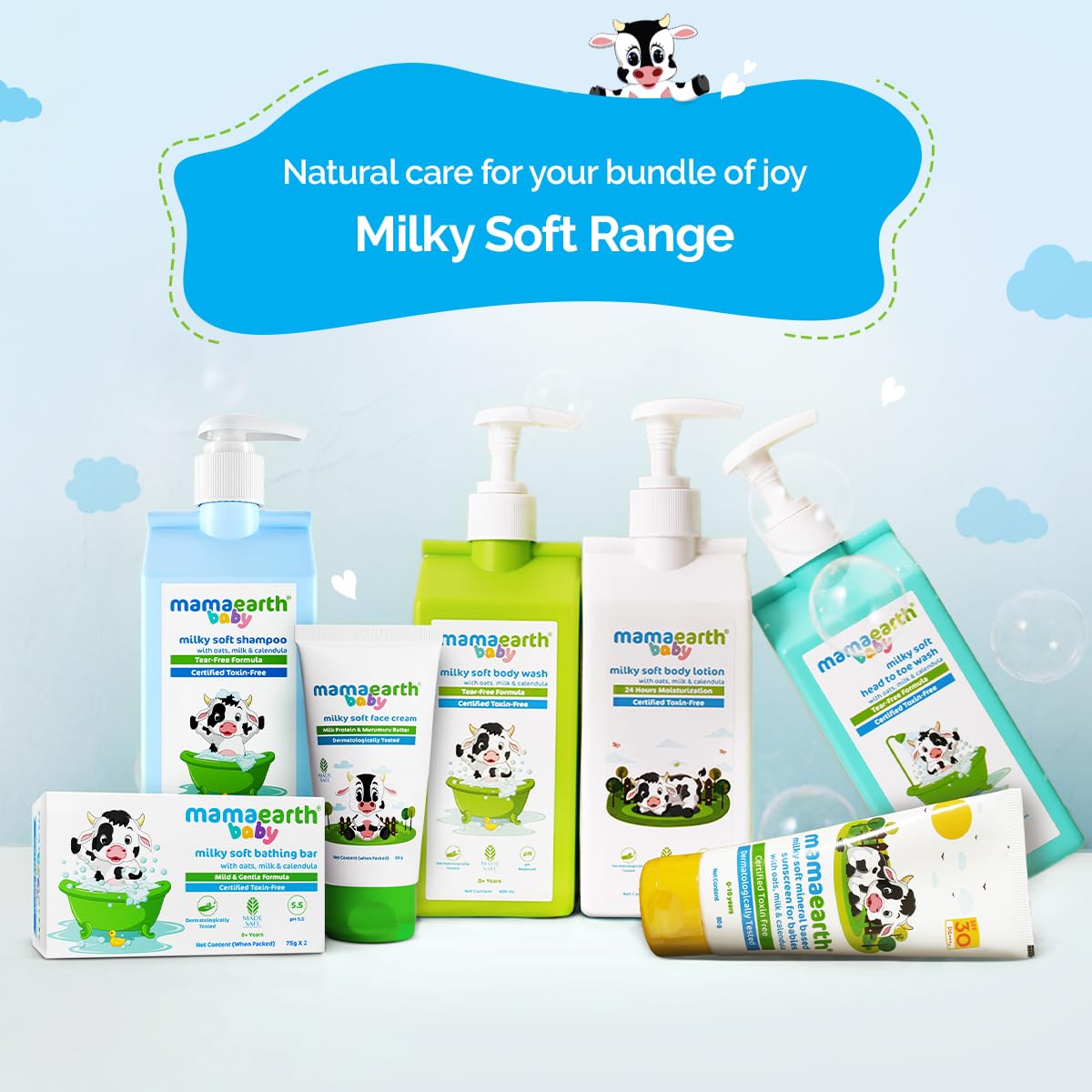 MAMAEARTH Baby Milky Soft Shampoo 13.53 Fl Oz (400ml) | with Oats Milk & Calendula