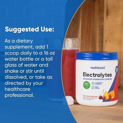 Nutricost Electrolyte Complex Powder (120 Servings, Fruit Punch) - Hydration Supplement Drink Mix with Vitamins and Minerals (Pack of 2)