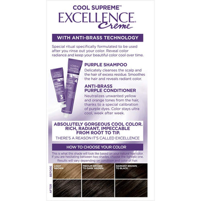 L'Oreal Paris Excellence Cool Supreme Permanent Gray Coverage Hair Color, Ultra Ash Medium Blonde