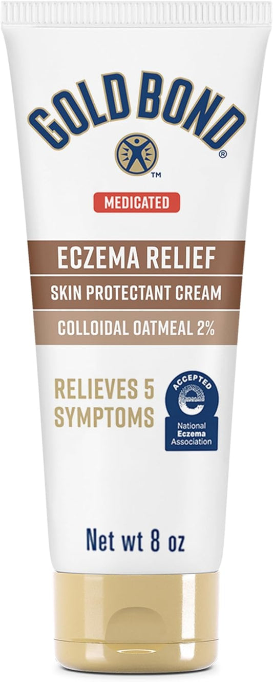 Gold Bond Medicated Eczema Relief Skin Protectant Cream, 8 oz., Gold Bond Lotion With 2% Colloidal Oatmeal