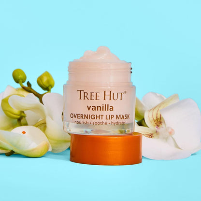 Tree Hut Vanilla Overnight Lip Mask, Hydrating & Moisturizing Lip Treatment with Shea Butter, Vitamin E, Nourishing Lip Care for Soft, Smooth Lips, Overnight Lip Repair Balm, 0.6 oz